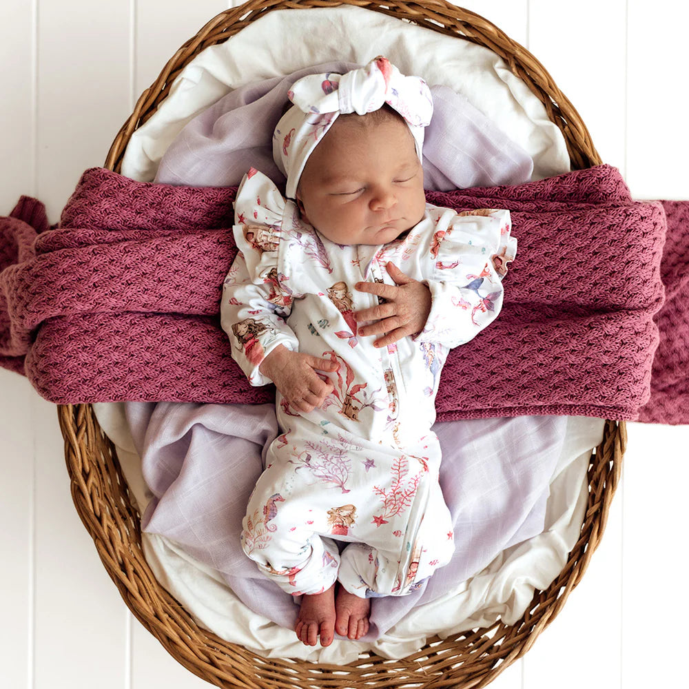 Mermaid Organic Snugglesuit Convertible Romper with Frill