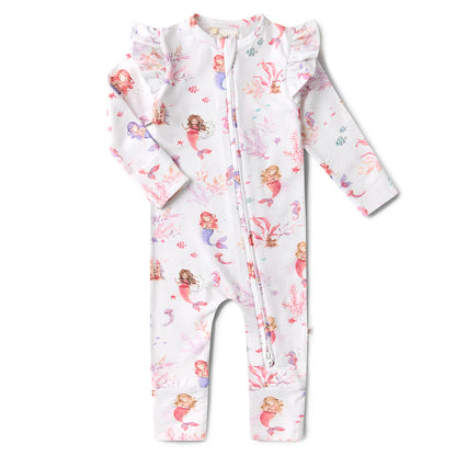 Mermaid Organic Snugglesuit Convertible Romper with Frill