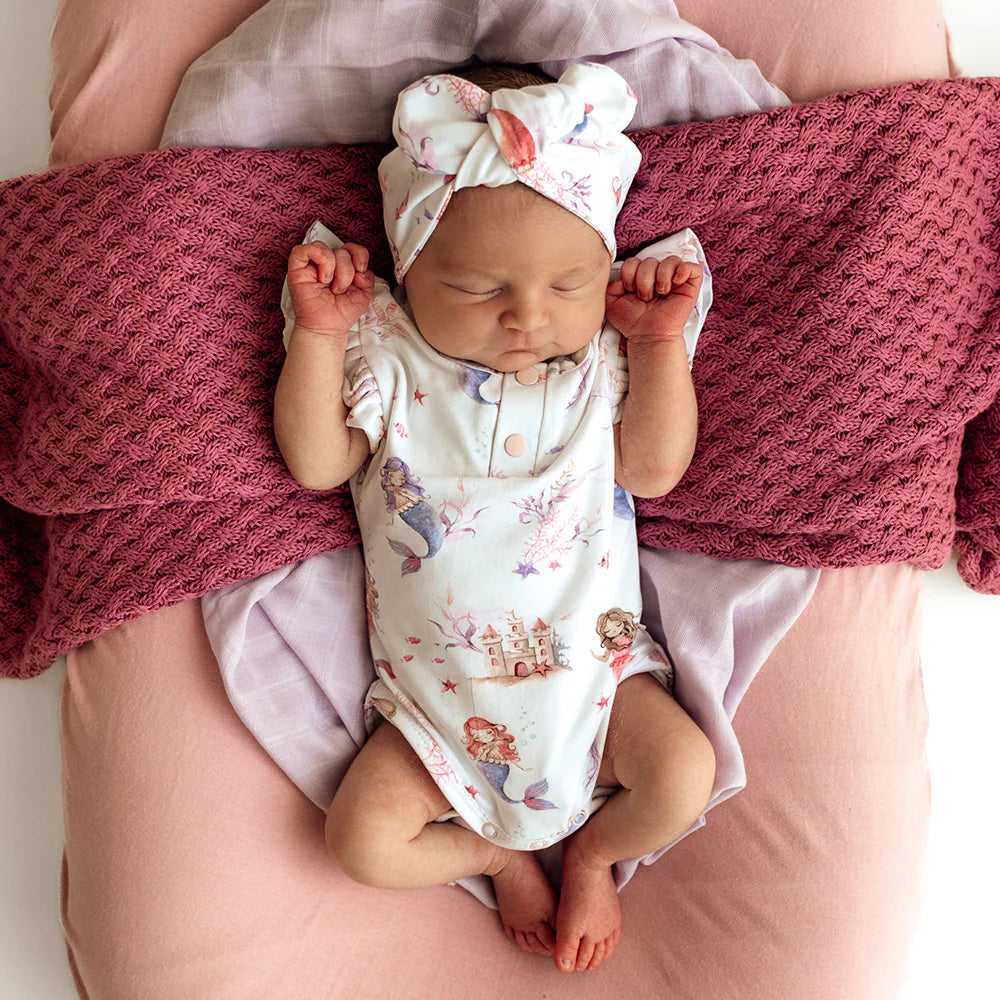 Mermaid Short Sleeve Organic Bodysuit With Frill