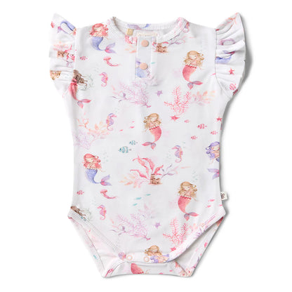 Mermaid Short Sleeve Organic Bodysuit With Frill