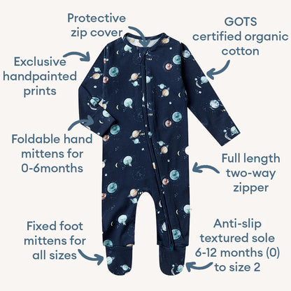 Milky Way Organic Snuggle Sleepsuit Zip Footie