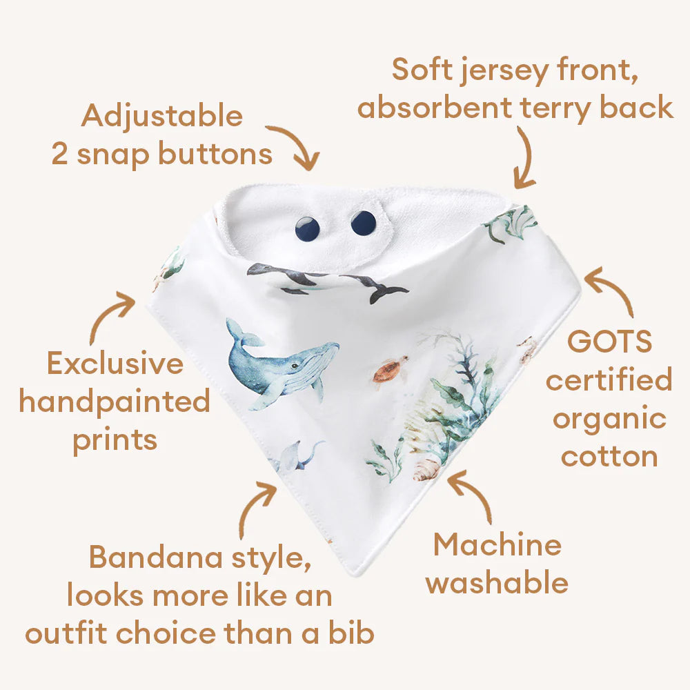 Ocean White Organic Dribble Bib