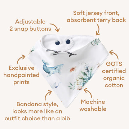 Ocean White Organic Dribble Bib