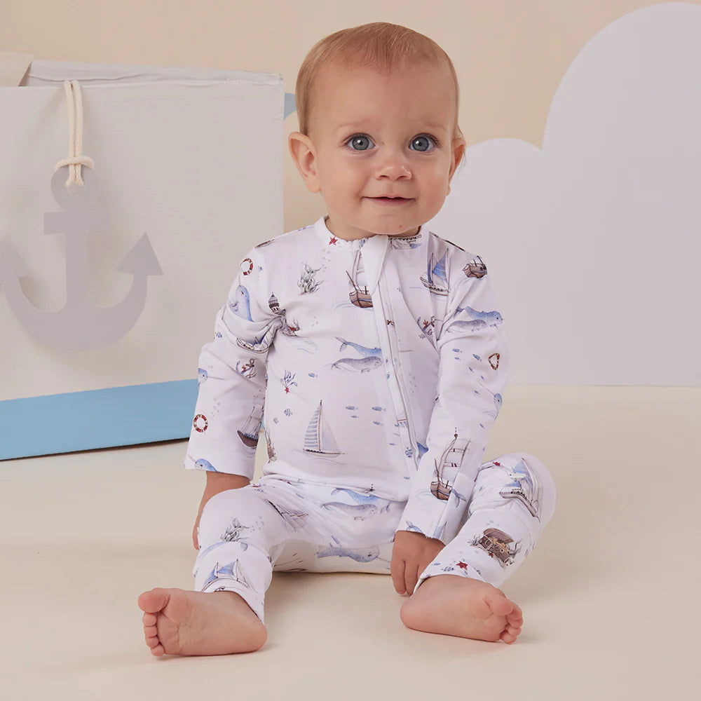 Set Sail Organic Snugglesuit Convertible Romper