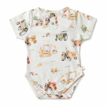 Diggers &amp; Tractors Short Sleeve Organic Bodysuit