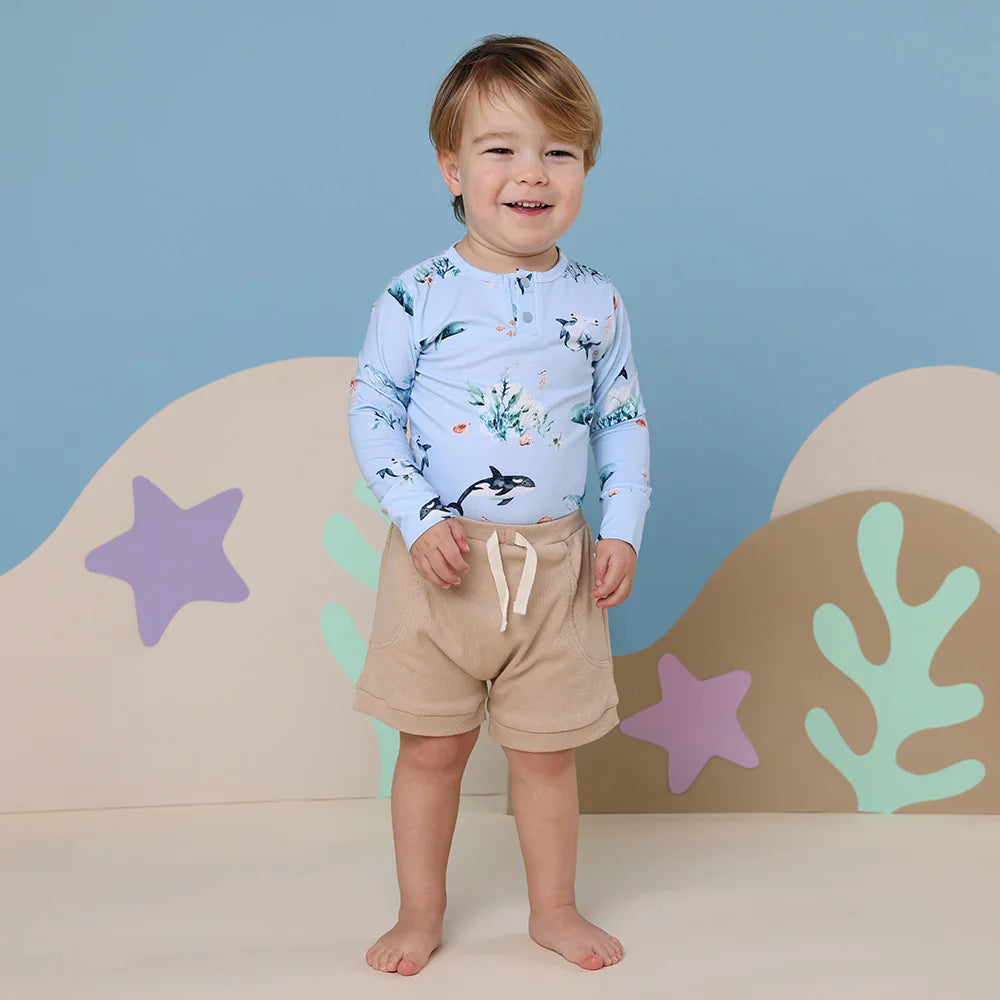 Blue Ocean Long Sleeve Organic Bodysuit