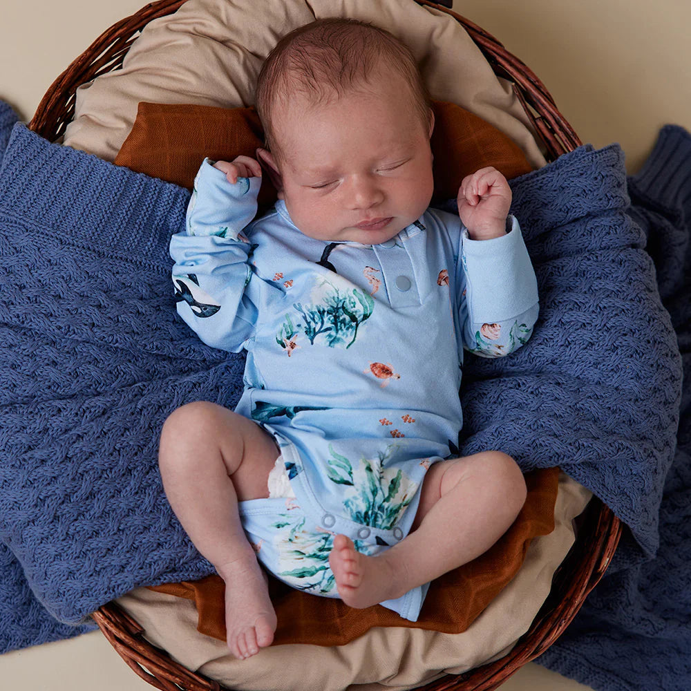 Blue Ocean Long Sleeve Organic Bodysuit