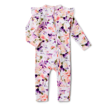 Blushing Beauty Organic Snugglesuit Convertible Romper with Frill