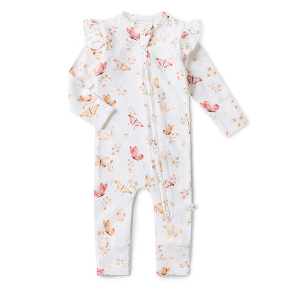 Butterfly Organic Snugglesuit Convertible Romper with Frill