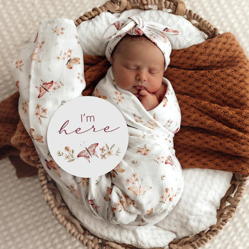 Butterfly &amp; Pink Sand  Reversible Milestone Cards