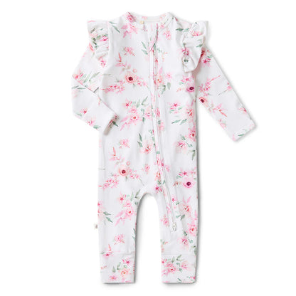 Camille Organic Snugglesuit Convertible Romper with Frill