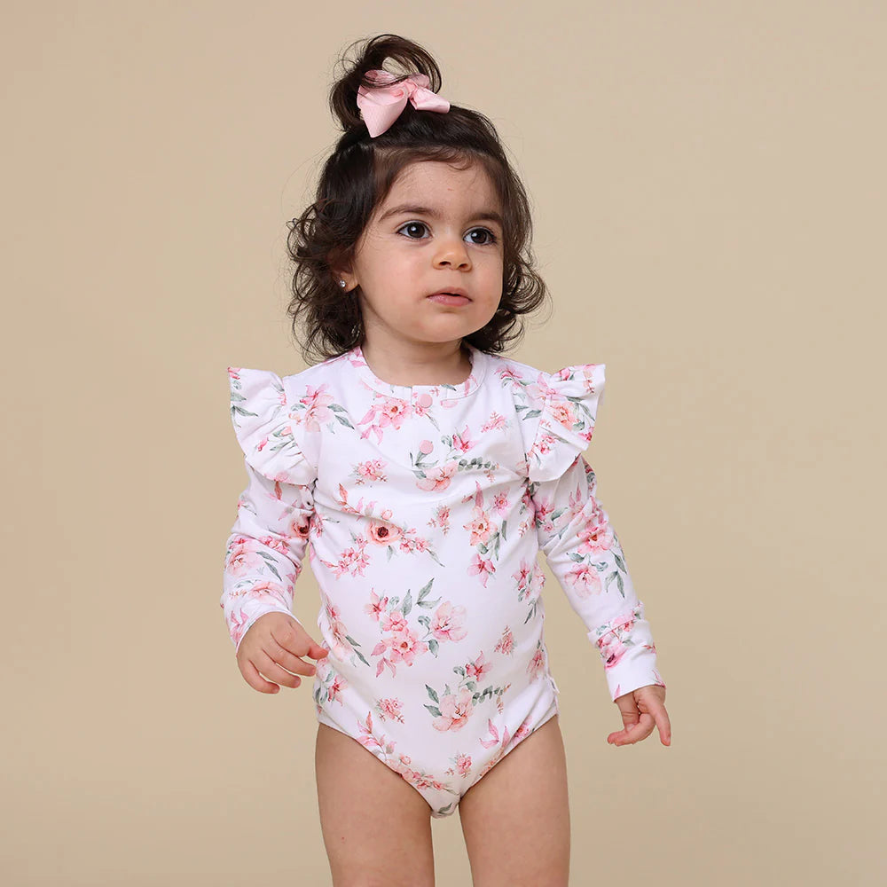 Camille Long Sleeve Organic Bodysuit with Frill