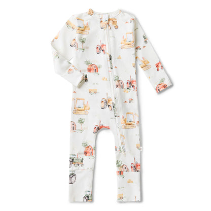 Diggers &amp; Tractors Organic Snugglesuit Convertible Romper