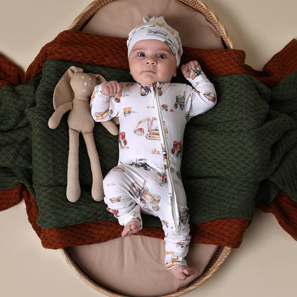 Diggers &amp; Tractors Organic Snugglesuit Convertible Romper