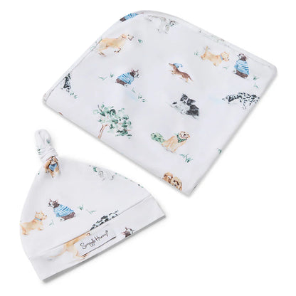 Dog Park Organic Jersey Wrap &amp; Beanie Set