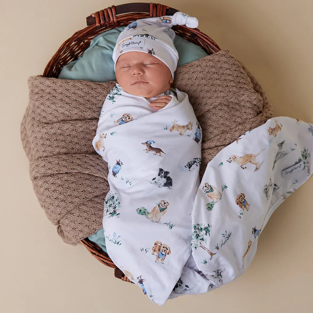 Dog Park Organic Jersey Wrap &amp; Beanie Set
