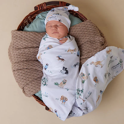 Dog Park Organic Jersey Wrap &amp; Beanie Set