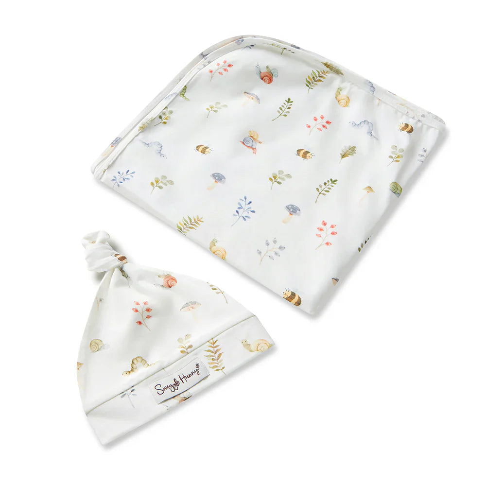 Garden Friends Organic Jersey Wrap &amp; Beanie Set