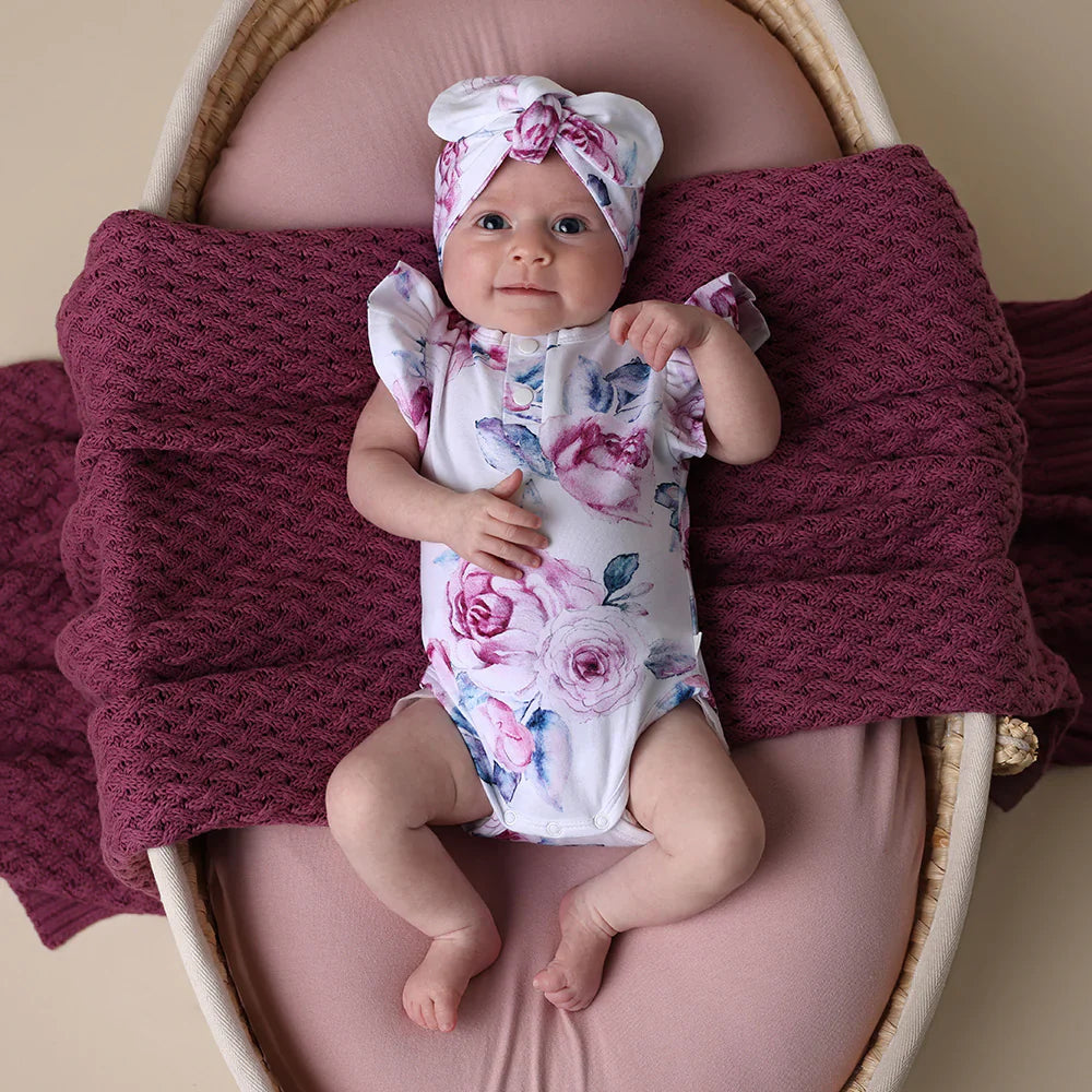 Lilac Skies Short Sleeve Organic Bodysuit with Frill