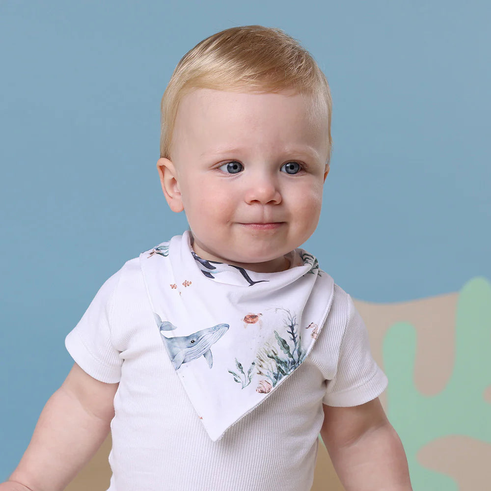 Ocean White Organic Dribble Bib
