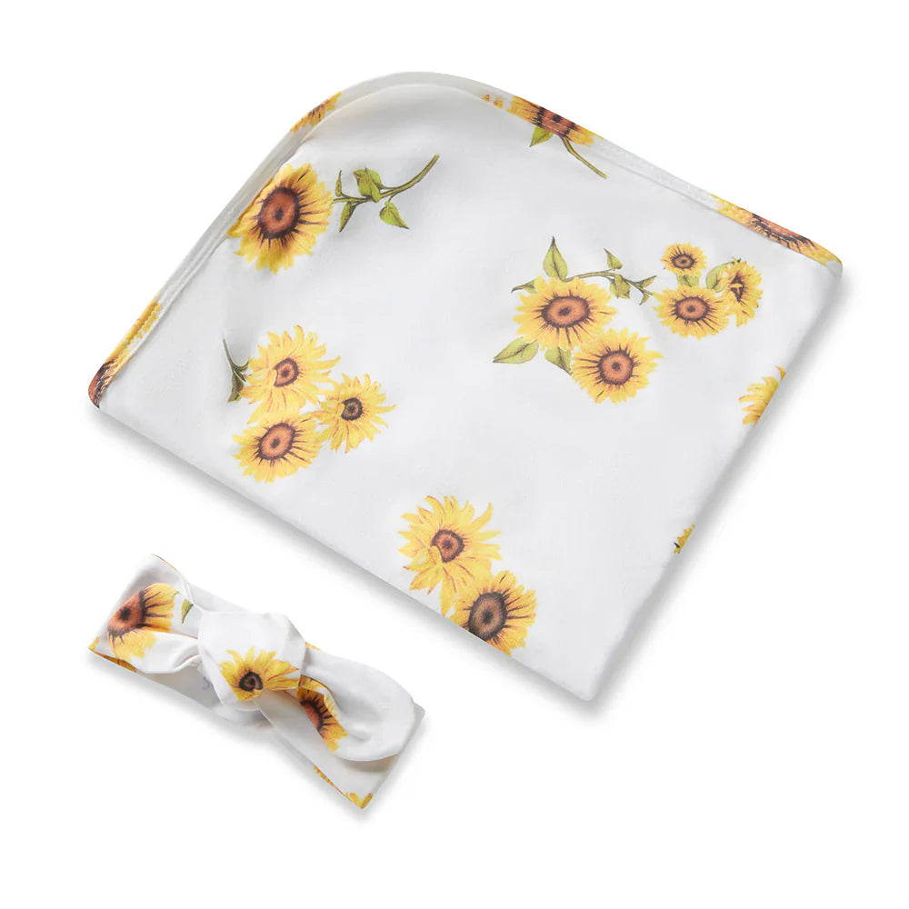 Sunflower Organic Jersey Wrap &amp; Topknot Set