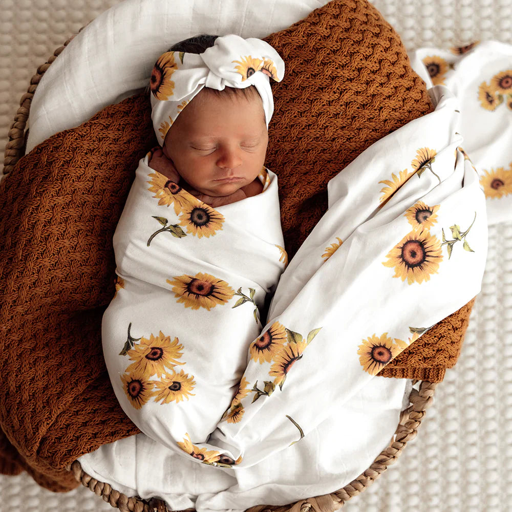 Sunflower Organic Jersey Wrap &amp; Topknot Set