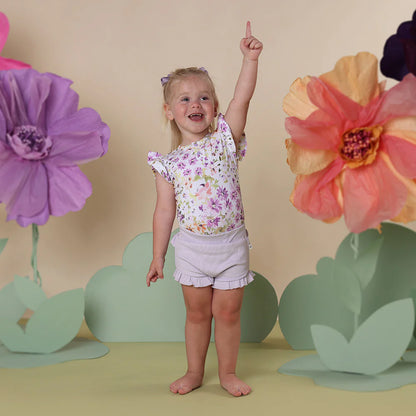 Isla Short Sleeve Organic Bodysuit with Frill