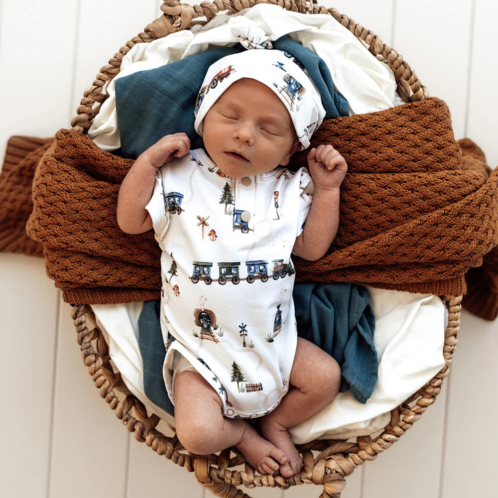 Trains Short Sleeve Organic Bodysuit