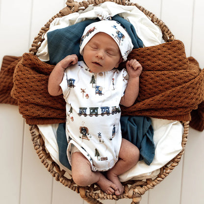 Trains Short Sleeve Organic Bodysuit