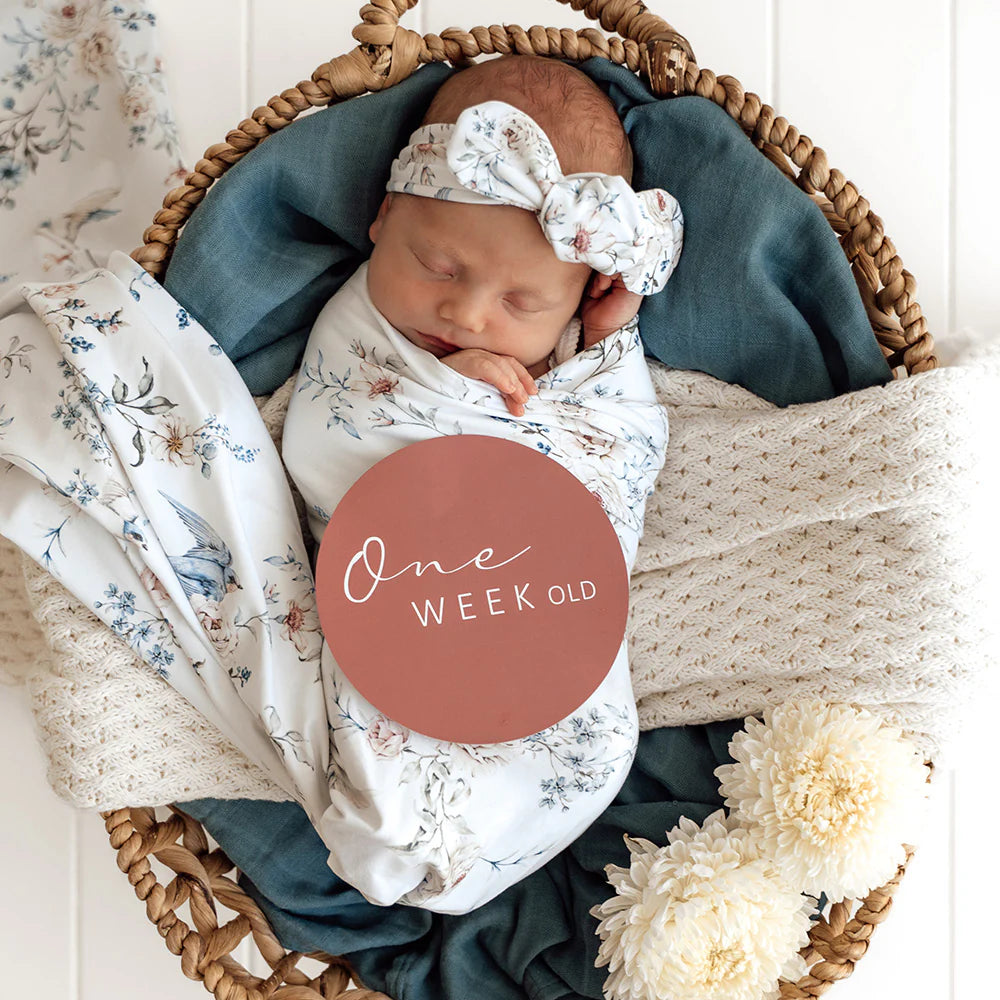 Sweet Swallows Organic Jersey Wrap &amp; Topknot Set