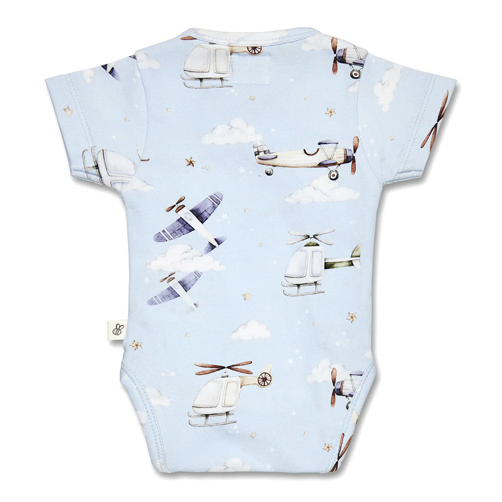 Taking Flight Short Sleeve Organic Kimono Bodysuit
