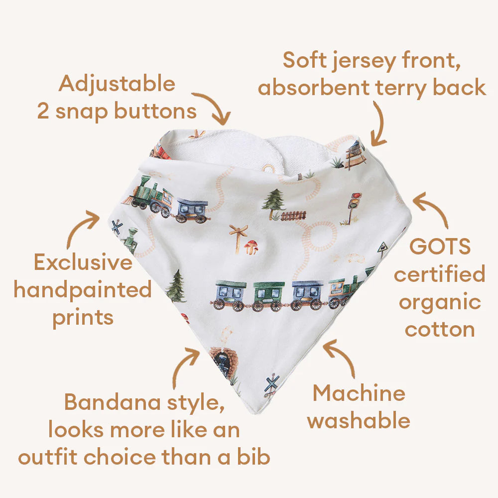 Trains Organic Dribble Bib