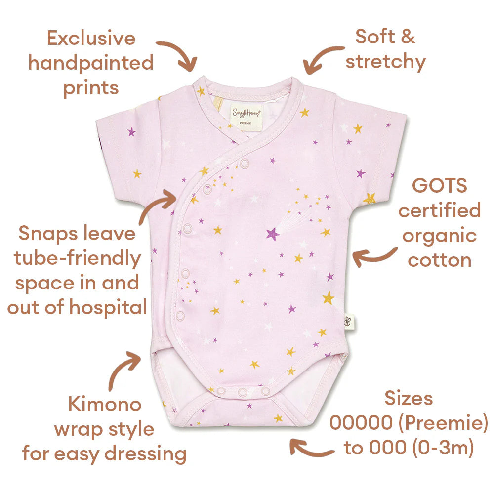 Twinkle Short Sleeve Organic Kimono Bodysuit