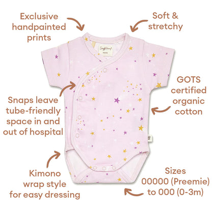 Twinkle Short Sleeve Organic Kimono Bodysuit