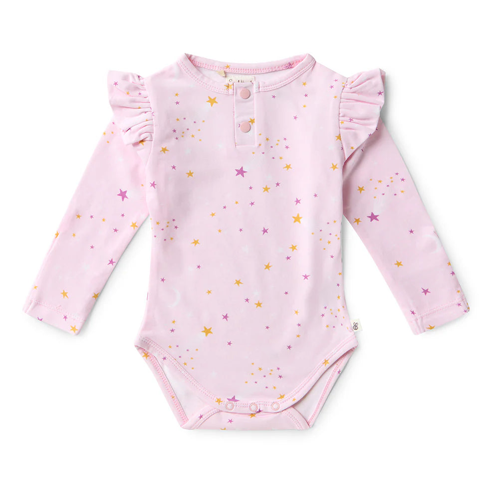 Twinkle Long Sleeve Organic Bodysuit with Frill