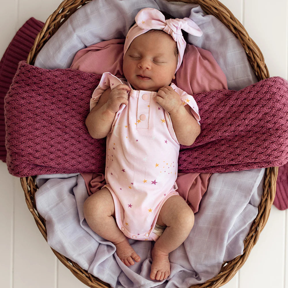 Twinkle Short Sleeve Organic Bodysuit with Frill