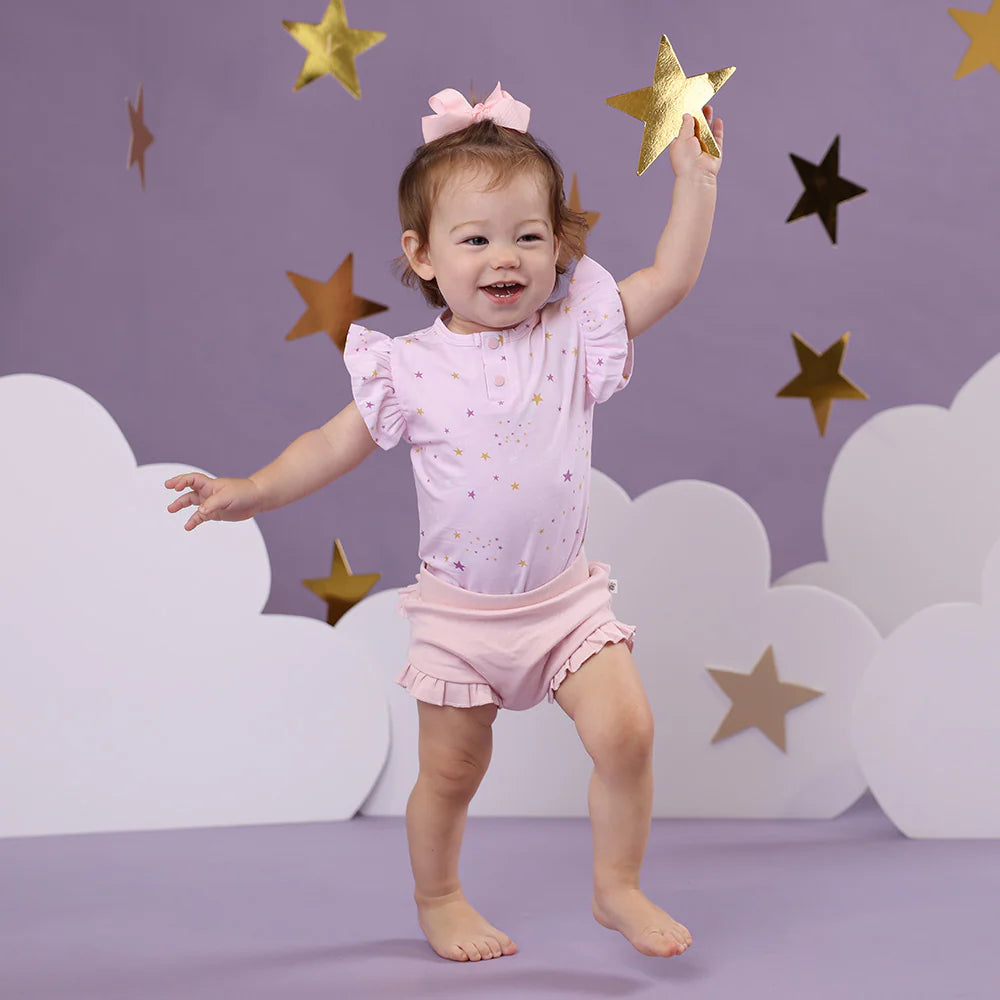 Twinkle Short Sleeve Organic Bodysuit with Frill