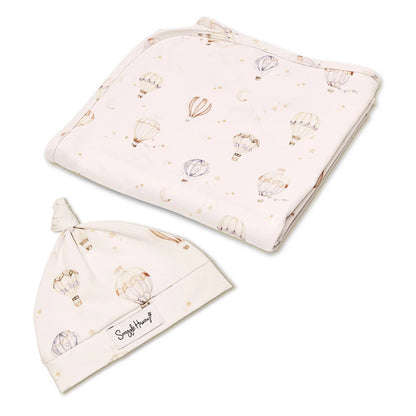 Up &amp; Away Organic Jersey Wrap &amp; Beanie Set