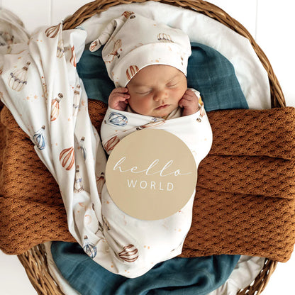 Up &amp; Away Organic Jersey Wrap &amp; Beanie Set