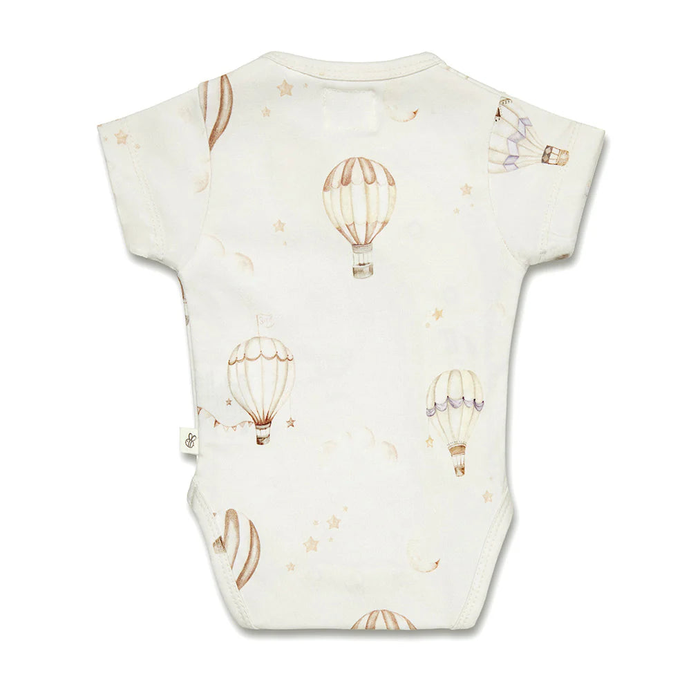 Up &amp; Away Short Sleeve Organic Kimono Bodysuit