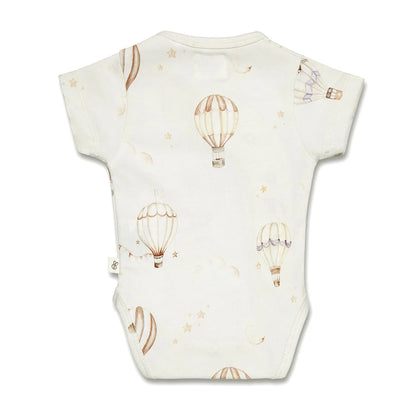 Up &amp; Away Short Sleeve Organic Kimono Bodysuit