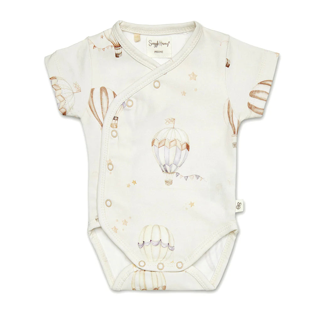 Up &amp; Away Short Sleeve Organic Kimono Bodysuit