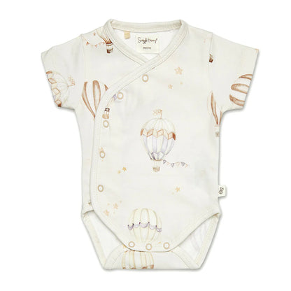 Up &amp; Away Short Sleeve Organic Kimono Bodysuit