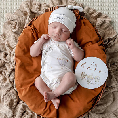 Up &amp; Away Short Sleeve Organic Kimono Bodysuit