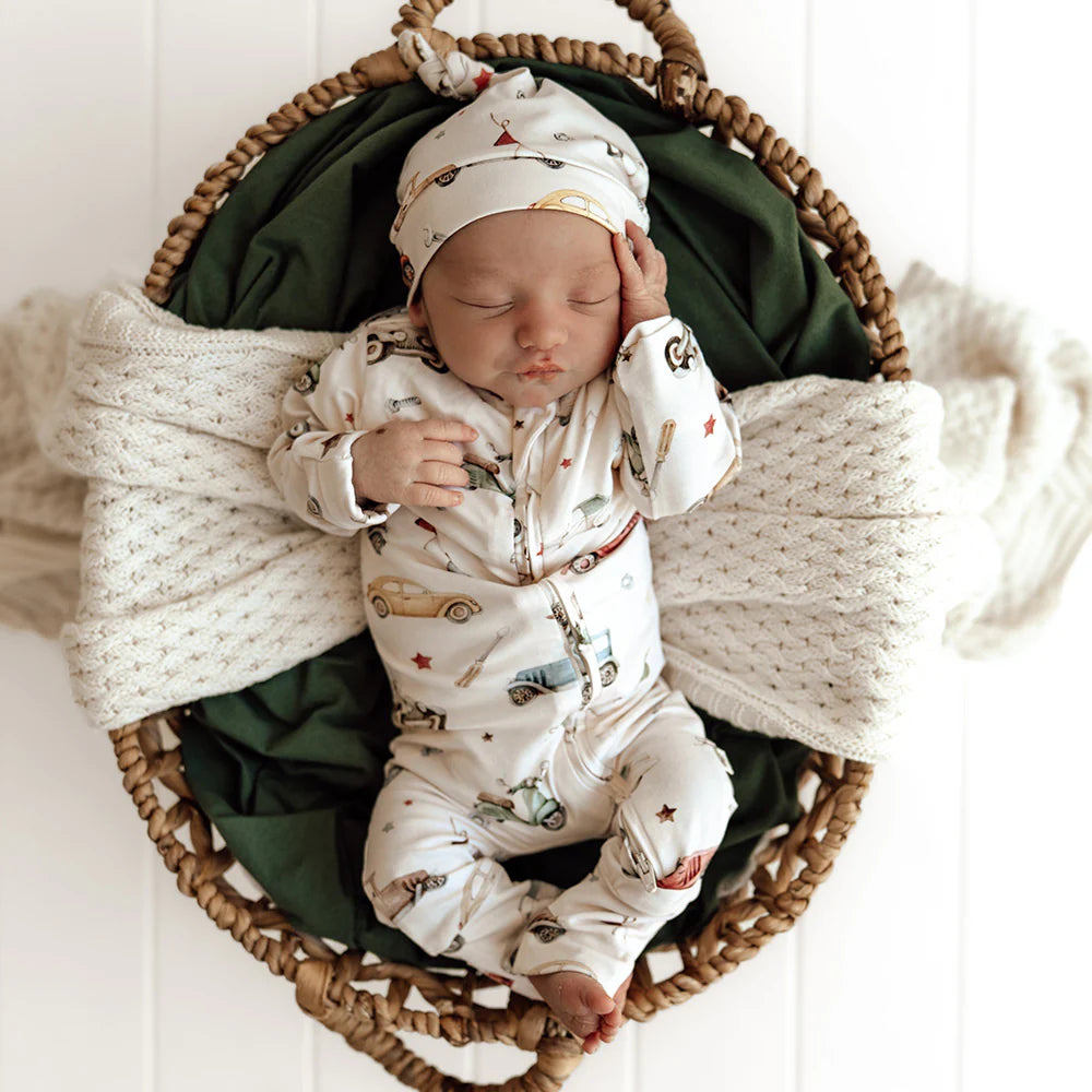 Vintage Cars Organic Snugglesuit Convertible Romper