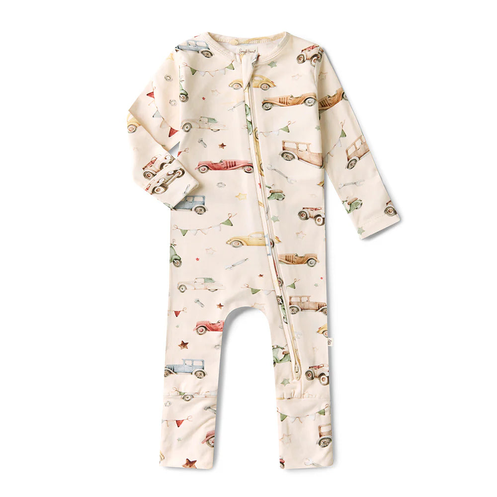Vintage Cars Organic Snugglesuit Convertible Romper